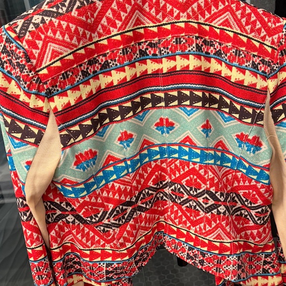 BCBGMaxAzria Red Multicolor Patterned Blazer - Picture 5 of 5